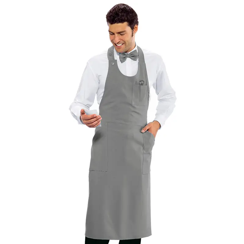 Delantal con peto Isacco Sommelier 049012 1 Delantal con peto Isacco Sommelier 049012, Gris, vista frontal con modelo