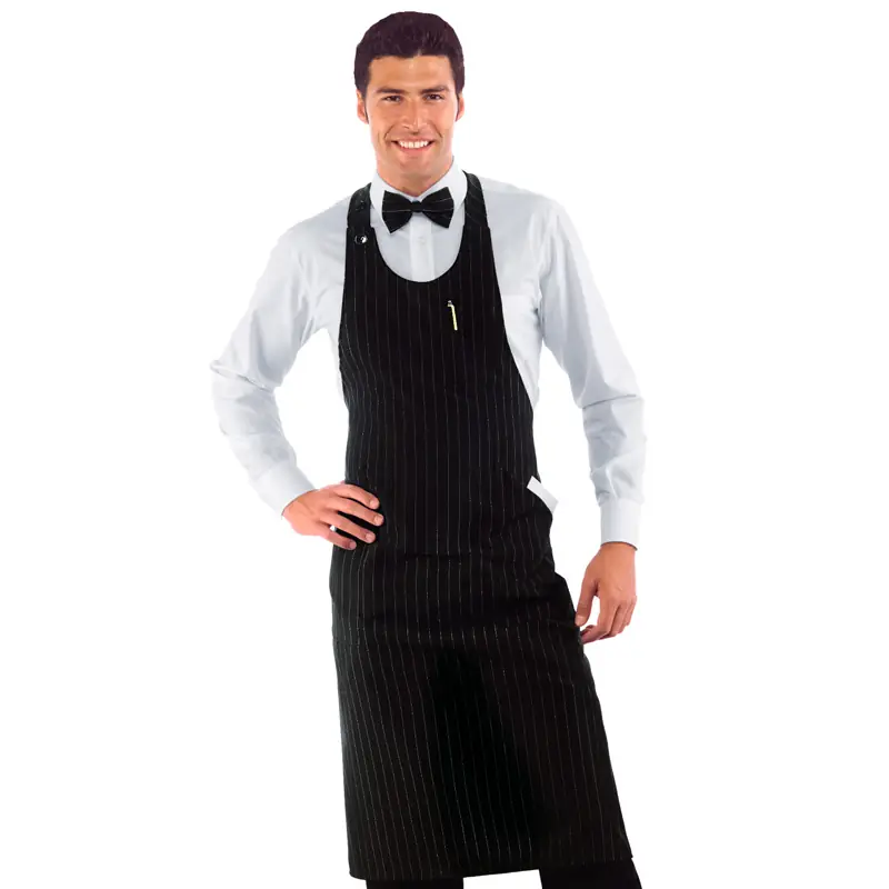 Delantal con peto Isacco Sommelier 049018 1 Delantal con peto Isacco Sommelier 049018, Liverpool, vista frontal con modelo