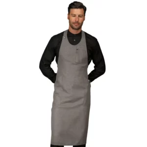 Delantal con peto Isacco Sommelier 049021, Smoke, vista frontal con modelo