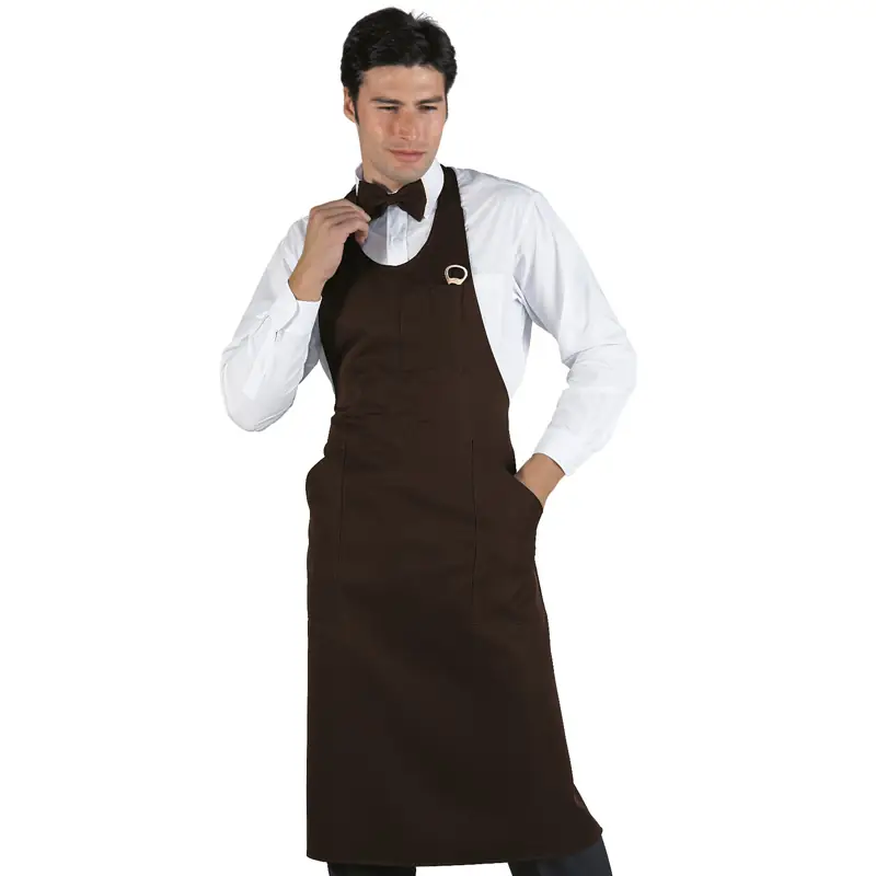 Delantal con peto Isacco Sommelier 049085 1 Delantal con peto Isacco Sommelier 049085, Moro, vista frontal con modelo
