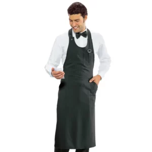 Delantal con peto Isacco Sommelier 049087, Antracita, vista frontal con modelo