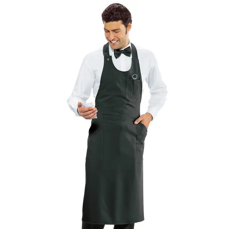 Delantal con peto Isacco Sommelier 049087 1 Delantal con peto Isacco Sommelier 049087, Antracita, vista frontal con modelo
