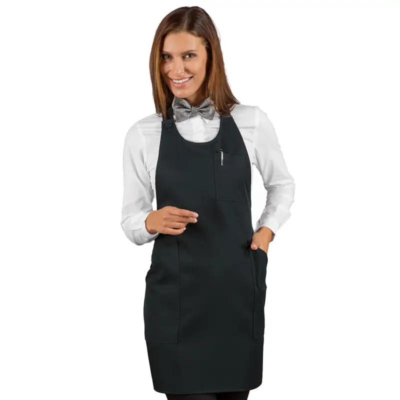Delantal con peto Isacco Sommelier Short 049087S 1 Delantal con peto Isacco Sommelier Short 049087S, Antracita, vista frontal con modelo