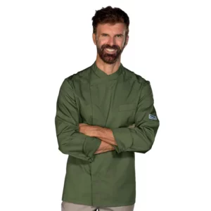 Chaqueta de cocina Bilbao Isacco 059334, Militare: prenda vestida, vista frontal