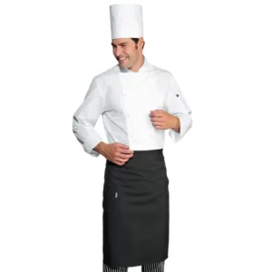 Gorro de chef Isacco Elite 075000E, color Blanco, vista completa con modelo