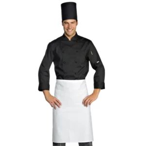 Gorro de chef Isacco Elite 075000K, color Negro, vista completa con modelo
