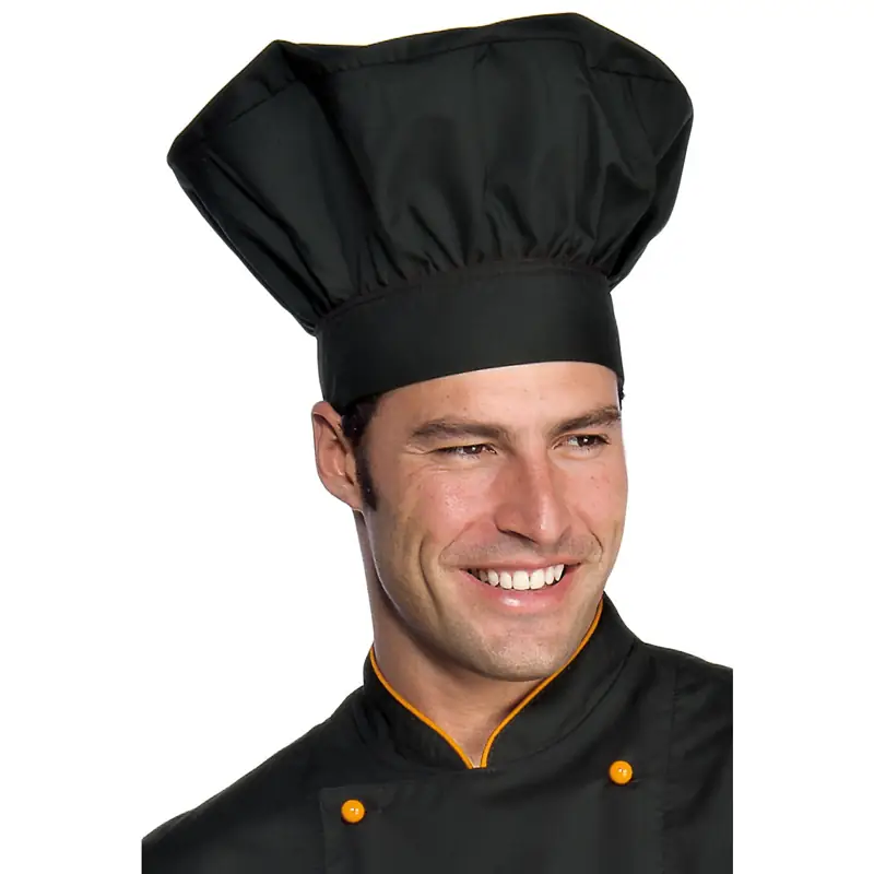 Gorro de chef Isacco 075001 2 Gorro de chef Isacco 075001, color Negro, vista alternativa con modelo