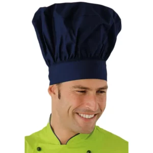 Gorro de chef Isacco 075002, color Blu, vista con modelo