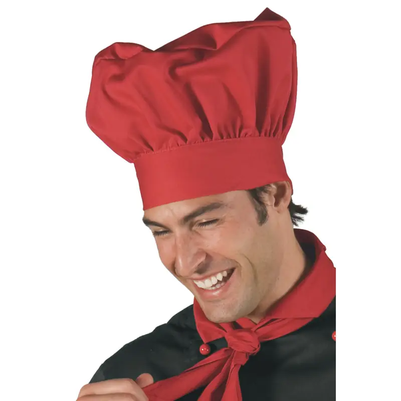 Gorro de chef Isacco 075007 2 Gorro de chef Isacco 075007, color Rojo, vista alternativa con modelo