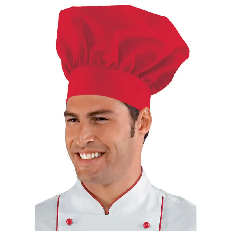 Gorro de chef Isacco 075007 1 Gorro de chef Isacco 075007, color Rojo, vista con modelo