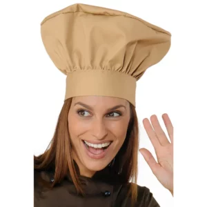 Gorro de chef Isacco 075015, color Biscotto, vista alternativa con modelo