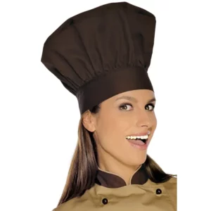 Gorro de chef Isacco 075017, color Cacao, vista alternativa con modelo