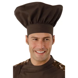 Gorro de chef Isacco 075017, color Cacao, vista con modelo