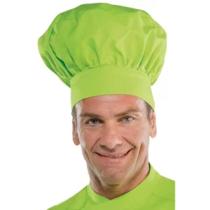 Gorro de chef Isacco 075026, color Mela, vista con modelo