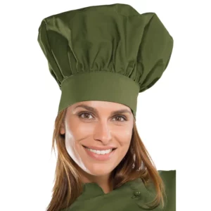Gorro de chef Isacco 075034, color Militare, vista con modelo