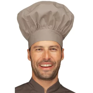 Gorro de chef Isacco 075035, color Tortora, vista alternativa con modelo