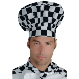 Gorro de chef Isacco 075039, color Scacco, vista con modelo