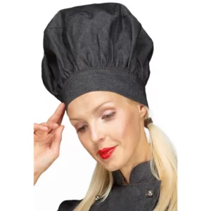 Gorro de chef Isacco 075041, color Black jeans, vista alternativa con modelo