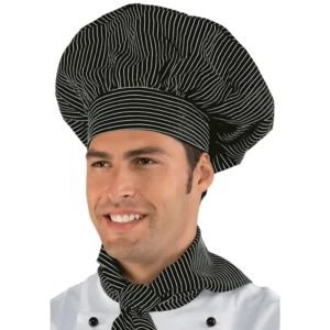 Gorro de chef Isacco 075051, color Vienna negro, vista con modelo