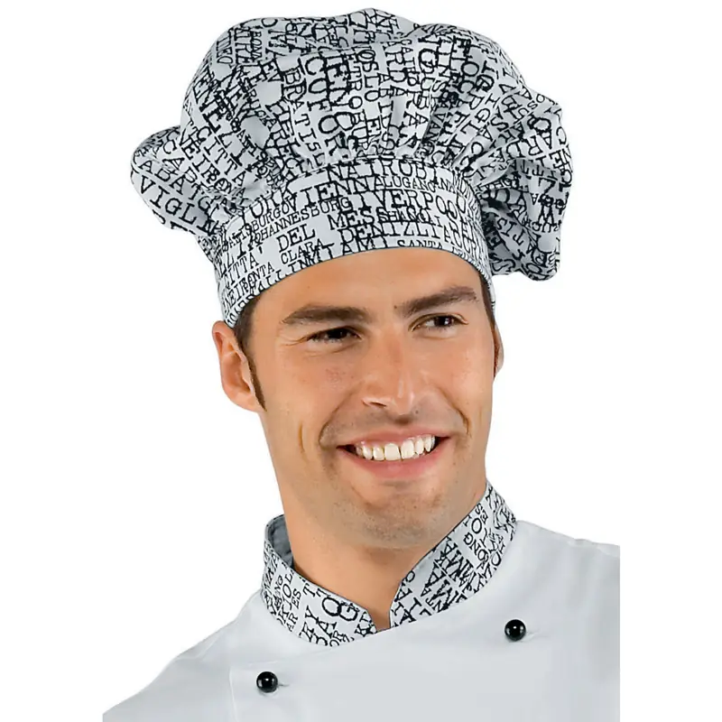 Gorro de chef Isacco 075068 1 Gorro de chef Isacco 075068, color New york, vista con modelo