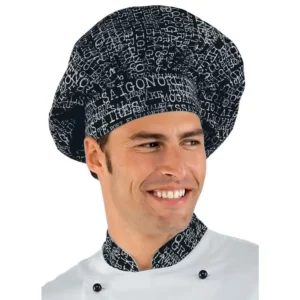Gorro de chef Isacco 075069, color San francisco, vista con modelo