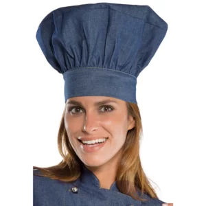 Gorro de chef Isacco 075077, color Jeans, vista alternativa con modelo