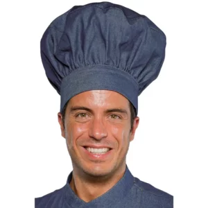 Gorro de chef Isacco 075077, color Jeans, vista alternativa con modelo