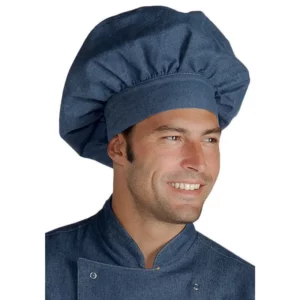 Gorro de chef Isacco 075077, color Jeans, vista con modelo