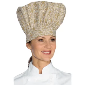 Gorro de chef Isacco 075095, color Maori 95, vista alternativa con modelo