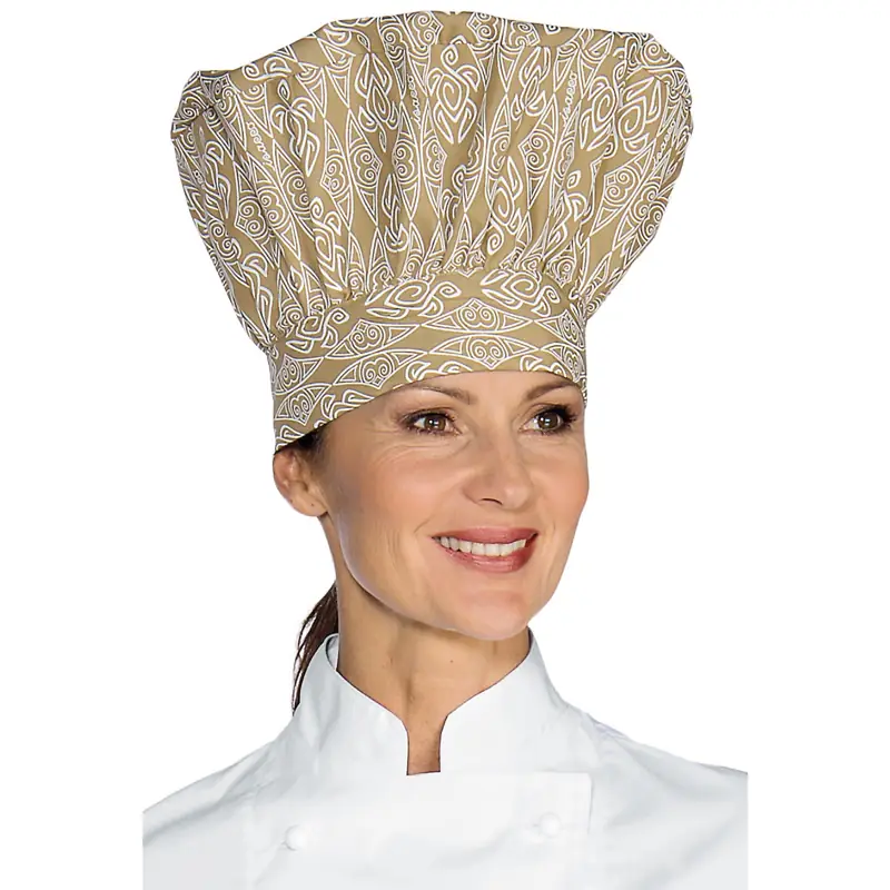 Gorro de chef Isacco 075095 2 Gorro de chef Isacco 075095, color Maori 95, vista alternativa con modelo