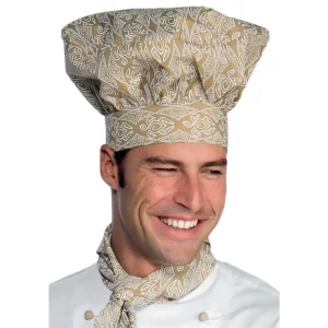 Gorro de chef Isacco 075095, color Maori 95, vista con modelo