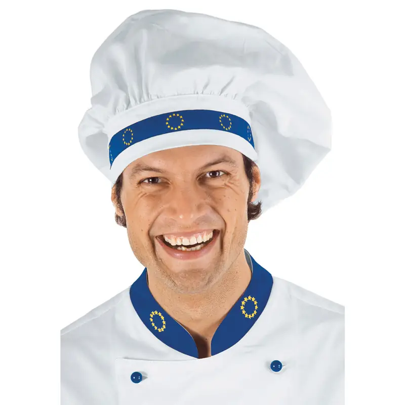 Gorro de chef Isacco 075099 1 Gorro de chef Isacco 075099, color Blanco/Euro, vista con modelo