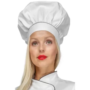 Gorro de chef Isacco 075101, color Blanco/Negro, vista alternativa con modelo