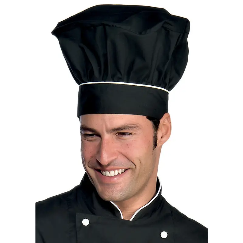Gorro de chef Isacco 075220 1 Gorro de chef Isacco 075220, color Negro/Blanco, vista con modelo