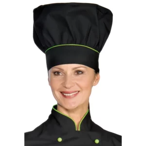 Gorro de chef Isacco 075226, color Negro/Mela, vista alternativa con modelo