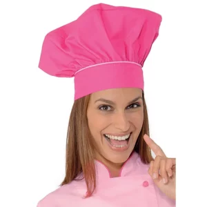 Gorro de chef Isacco 075260, color Fucsia/Rosa, vista con modelo