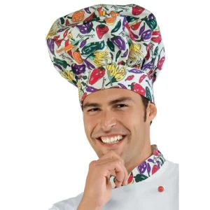 Gorro de chef Isacco 075950, color Pepper, vista con modelo