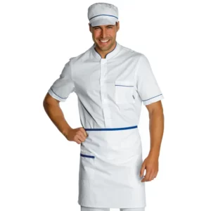 Gorra Charly Isacco 077006, color Blanco/Blu cina, vista amplia con modelo