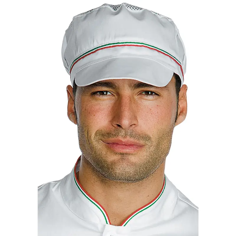 Gorra Isacco Charly 077010 1 Gorra Charly Isacco 077010, color Blanco/Tricolor, vista con modelo