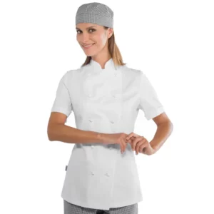 Gorro Bob Isacco 078305, color Blanco/Negro, vista amplia con modelo