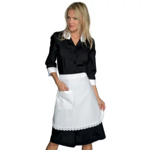 Delantal Isacco Servicio largo 083010, Blanco, vista con modelo