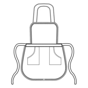 Delantal Isacco Servicio con peto 083400, Blanco, esquema de vista frontal
