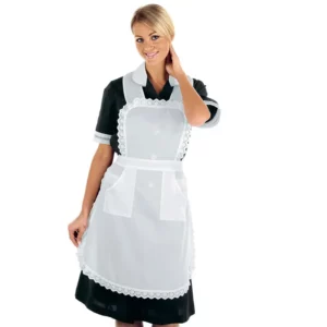Delantal Isacco Servicio con peto 083400, Blanco, vista con modelo