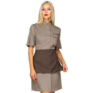Delantal Isacco Kiev 084136, Fango, vista con modelo