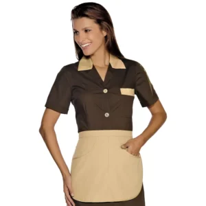 Delantal Isacco Manila 084215, Biscotto, vista con modelo