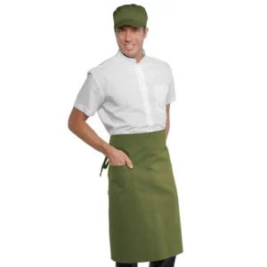 Delantal de cintura Isacco Dakar 085134, color Militare, vista frontal con modelo