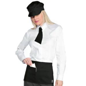Delantal de cintura Isacco Livingston 085201, color Negro, segunda vista frontal con modelo
