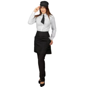 Delantal de cintura Isacco Ballantyne 085501, color Negro, segunda vista frontal con modelo