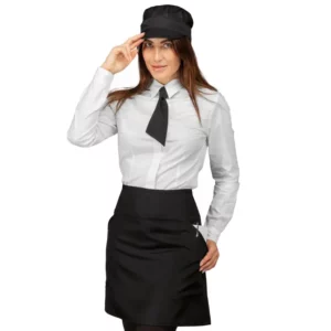 Delantal de cintura Isacco Ballantyne 085501, color Negro, vista frontal con modelo
