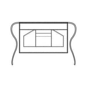 Delantal de cintura Isacco Ballantyne PT 085501T, color Negro, esquema frontal con cintas